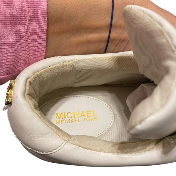 Mihael Kors Mindy Sneakers 9.5 EU 40 Butterflies Leather White Lace Up Designer - Picture 11 of 12